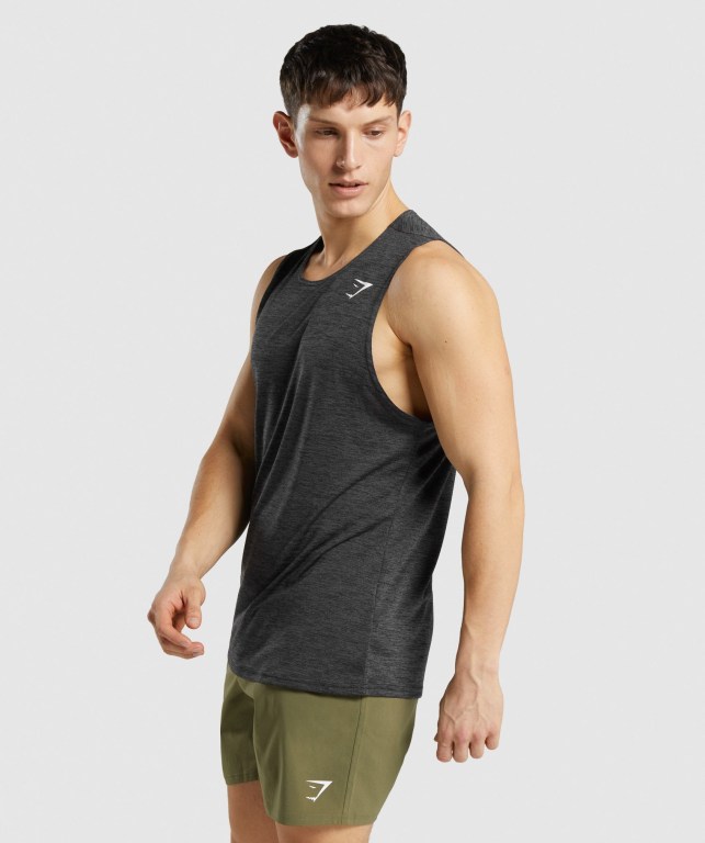 Gymshark Arrival Marl Men's Tank Tops Black | UAE-12MCPN