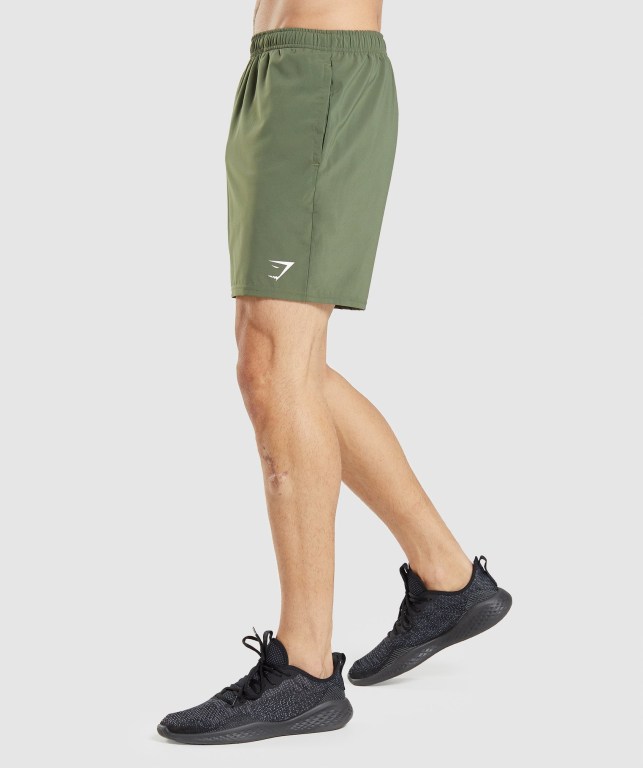 Gymshark Arrival Men's Shorts Olive | UAE-10LDWM