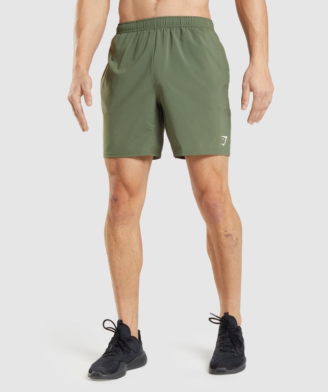 Gymshark Arrival Men\'s Shorts Olive | UAE-10LDWM