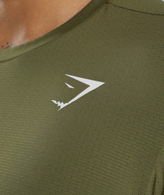 Gymshark Arrival Men's T Shirts Dark Green | UAE-38NBVQ