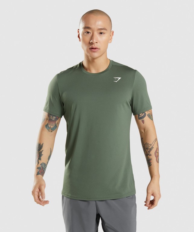 Gymshark Arrival Men\'s T Shirts Green | UAE-10RMHL