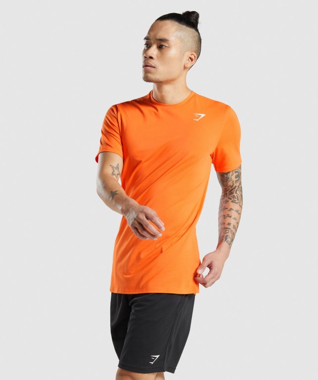 Gymshark Arrival Men's T Shirts Orange | UAE-65GMXN