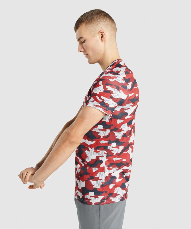 Gymshark Arrival Men's T Shirts Red | UAE-78PLCG