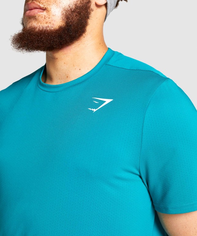 Gymshark Arrival Men's T Shirts Turquoise | UAE-14CNVO