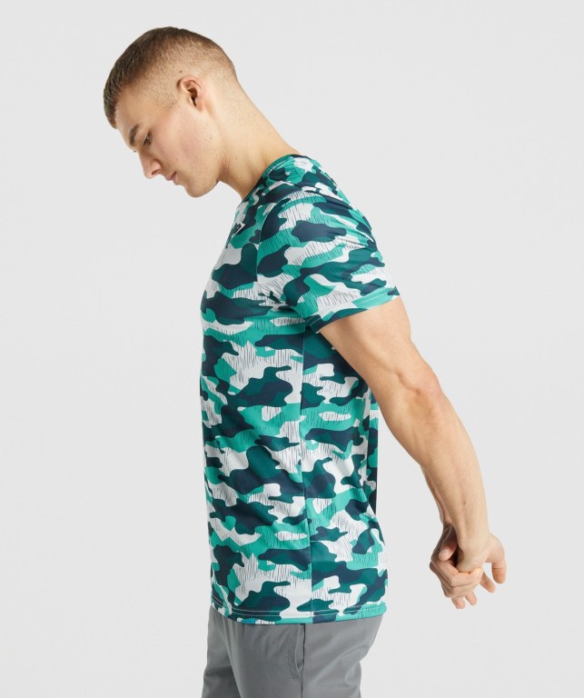 Gymshark Arrival Men's T Shirts Turquoise | UAE-80JNEQ