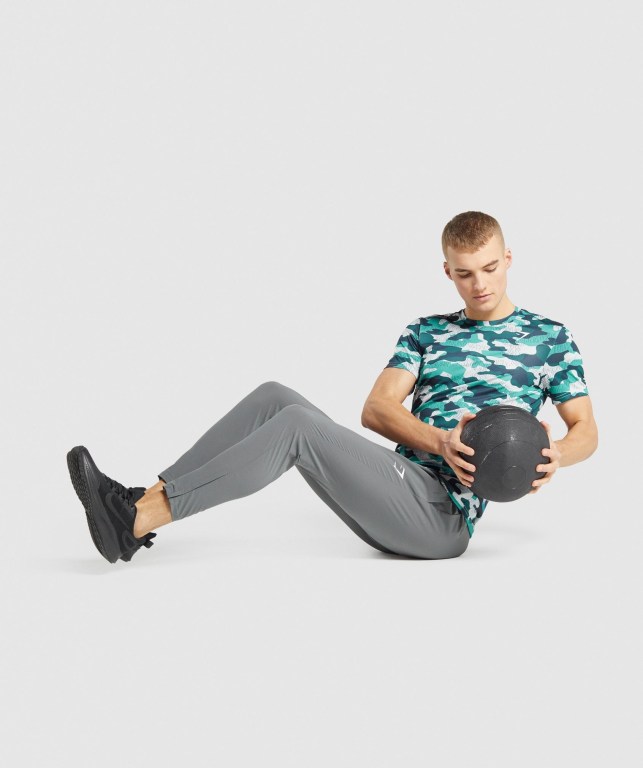 Gymshark Arrival Men's T Shirts Turquoise | UAE-80JNEQ