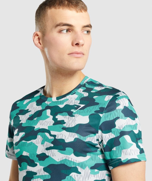 Gymshark Arrival Men's T Shirts Turquoise | UAE-80JNEQ