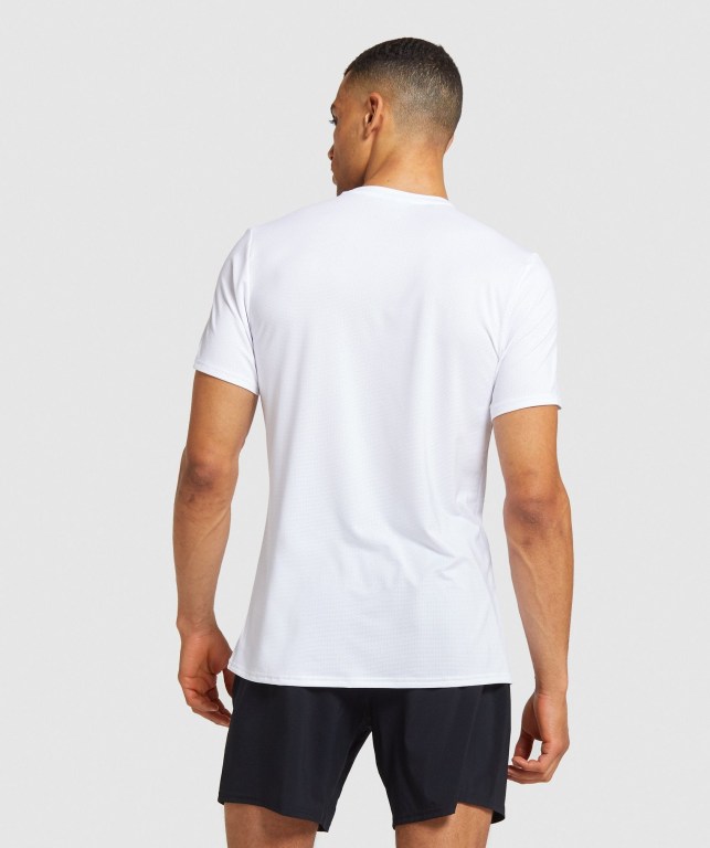 Gymshark Arrival Men's T Shirts White | UAE-50ZJAX