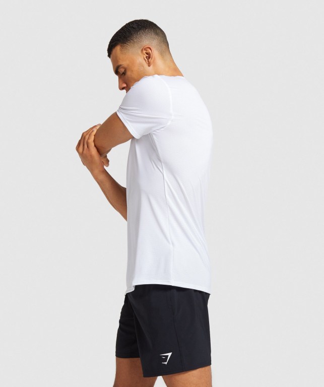 Gymshark Arrival Men's T Shirts White | UAE-50ZJAX