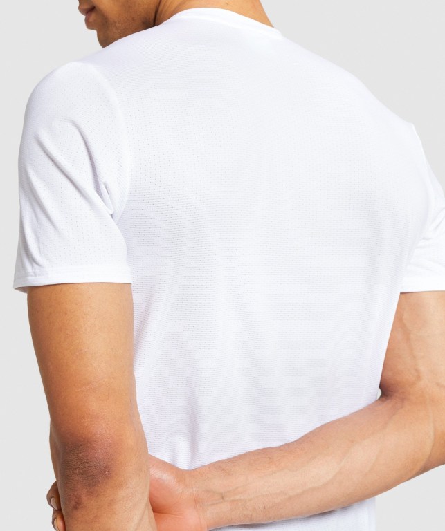 Gymshark Arrival Men's T Shirts White | UAE-50ZJAX