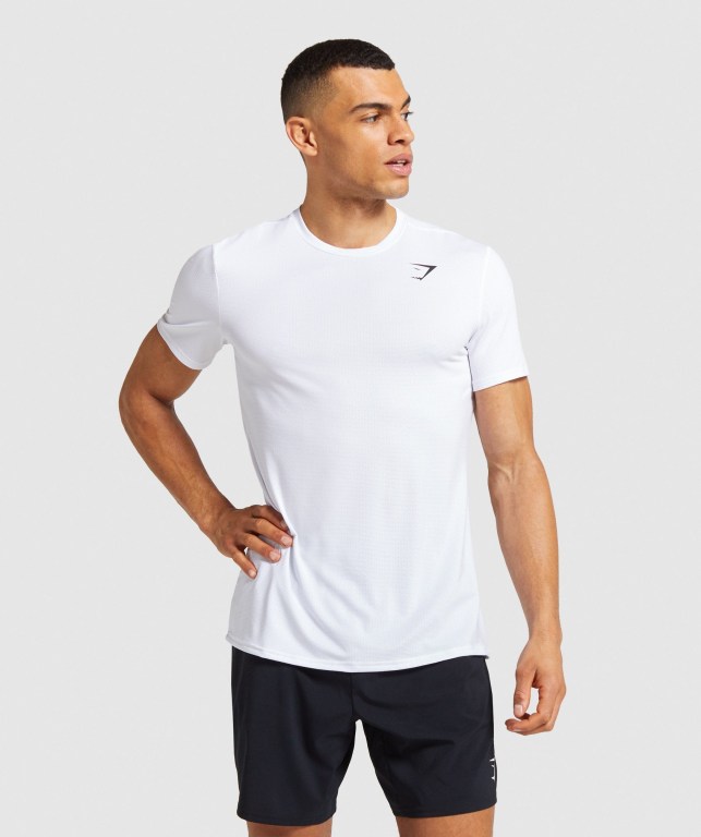 Gymshark Arrival Men\'s T Shirts White | UAE-50ZJAX