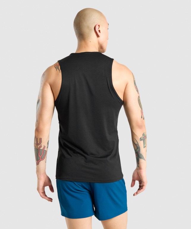 Gymshark Arrival Men's Tank Tops Black | UAE-02GFHA