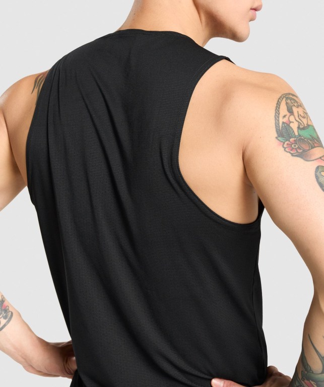 Gymshark Arrival Men's Tank Tops Black | UAE-02GFHA