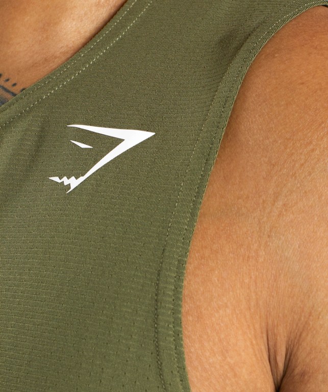 Gymshark Arrival Men's Tank Tops Dark Green | UAE-09ADUZ