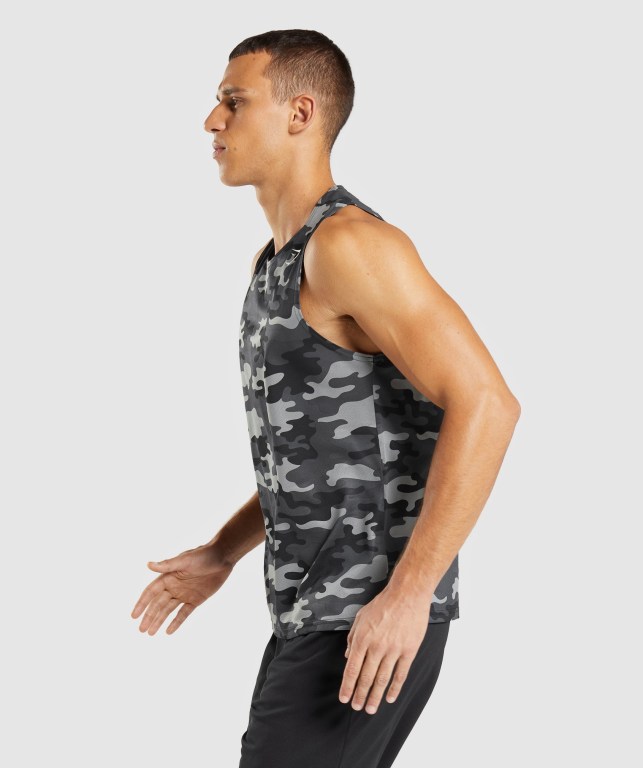 Gymshark Arrival Men's Tank Tops Grey | UAE-06ASBX