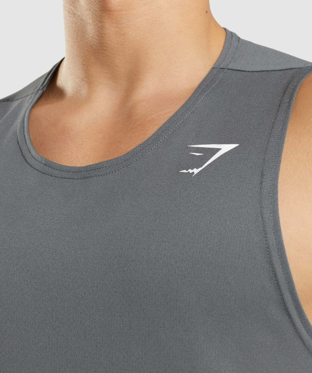 Gymshark Arrival Men's Tank Tops Grey | UAE-95ICEL