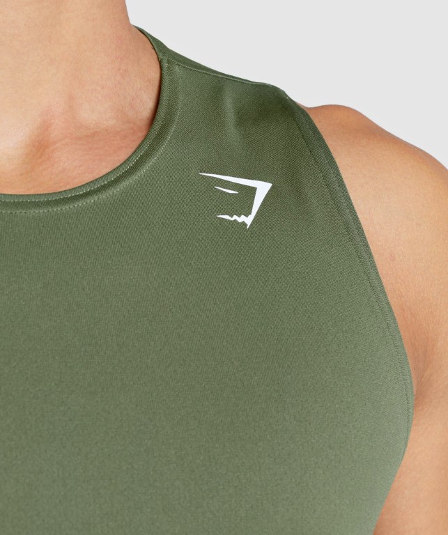 Gymshark Arrival Men's Tank Tops Olive | UAE-89XBDO