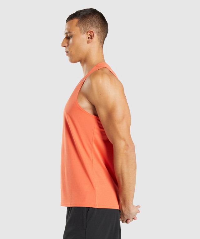 Gymshark Arrival Men's Tank Tops Orange | UAE-53XBIN