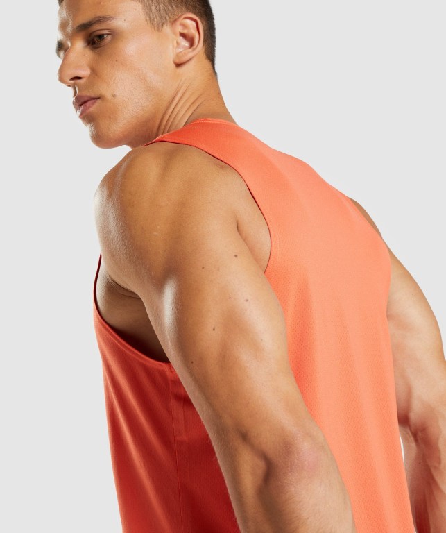 Gymshark Arrival Men's Tank Tops Orange | UAE-53XBIN