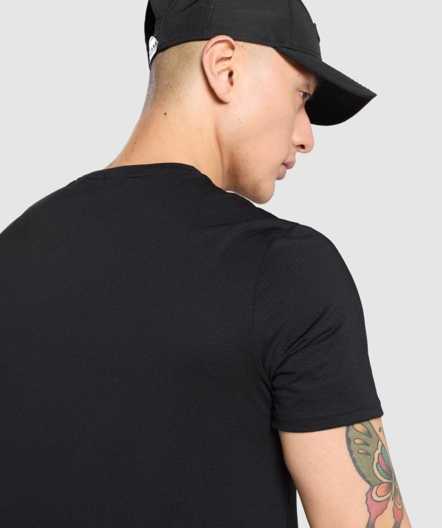 Gymshark Arrival Regular Fit Men's T Shirts Black | UAE-05LTKH