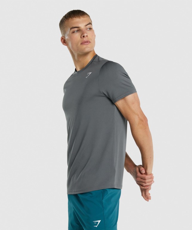 Gymshark Arrival Regular Fit Men's T Shirts Grey | UAE-36OEQG