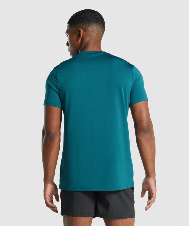 Gymshark Arrival Regular Fit Men's T Shirts Turquoise | UAE-43ERYU