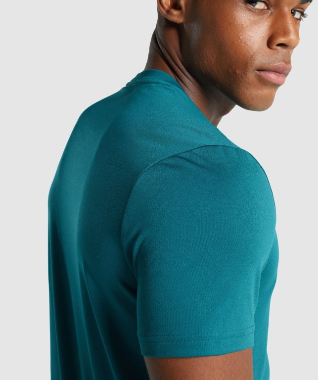 Gymshark Arrival Regular Fit Men's T Shirts Turquoise | UAE-43ERYU