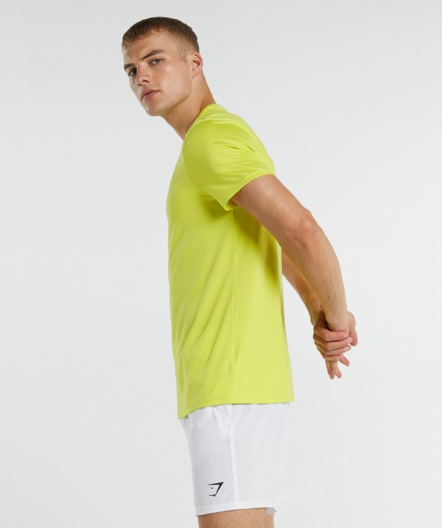 Gymshark Arrival Regular Fit Men's T Shirts Yellow | UAE-53CIHQ