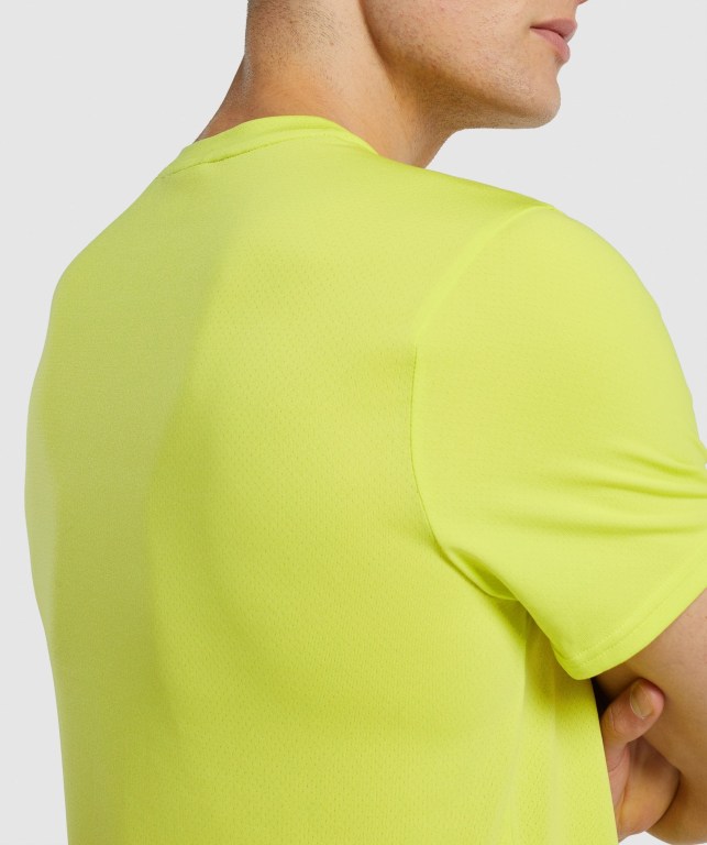 Gymshark Arrival Regular Fit Men's T Shirts Yellow | UAE-53CIHQ