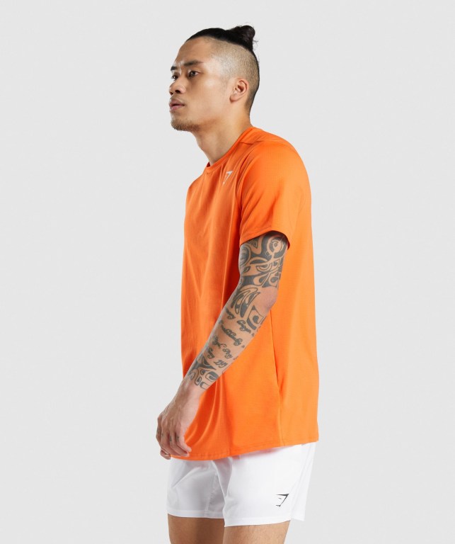 Gymshark Arrival Regular Fit Men's T Shirts Orange | UAE-70TVAJ