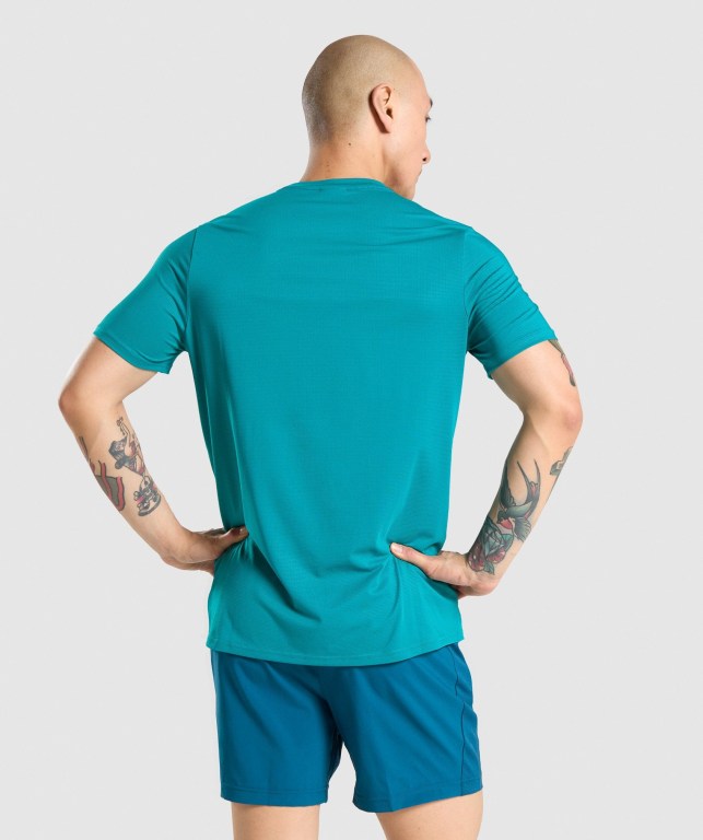 Gymshark Arrival Regular Fit Men's T Shirts Turquoise | UAE-75PCVA