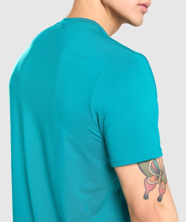 Gymshark Arrival Regular Fit Men's T Shirts Turquoise | UAE-75PCVA