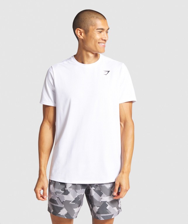 Gymshark Arrival Regular Fit Men\'s T Shirts White | UAE-76IJHT