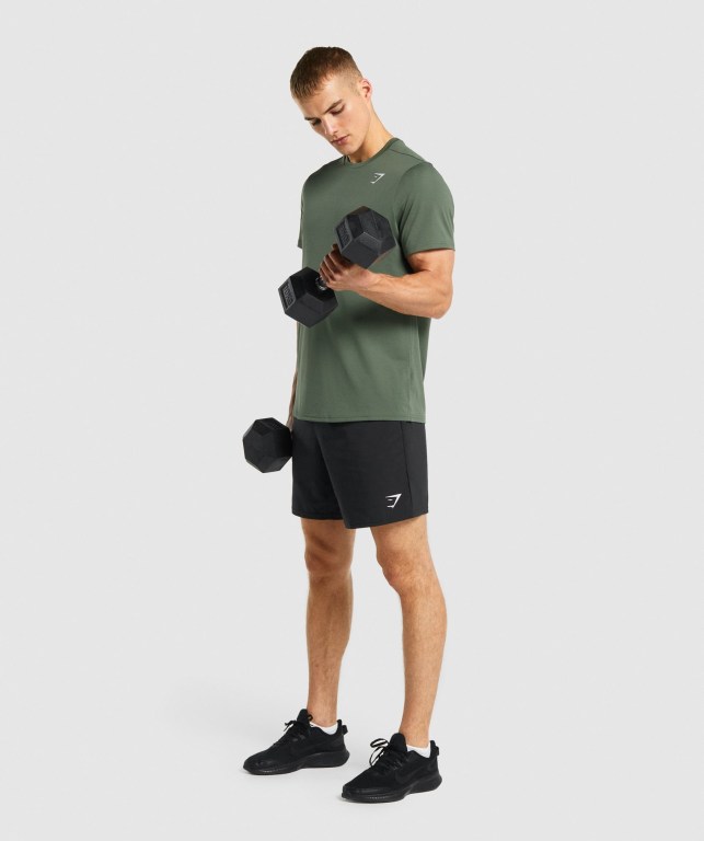 Gymshark Arrival Regular Fit Men's T Shirts Green | UAE-98XULN