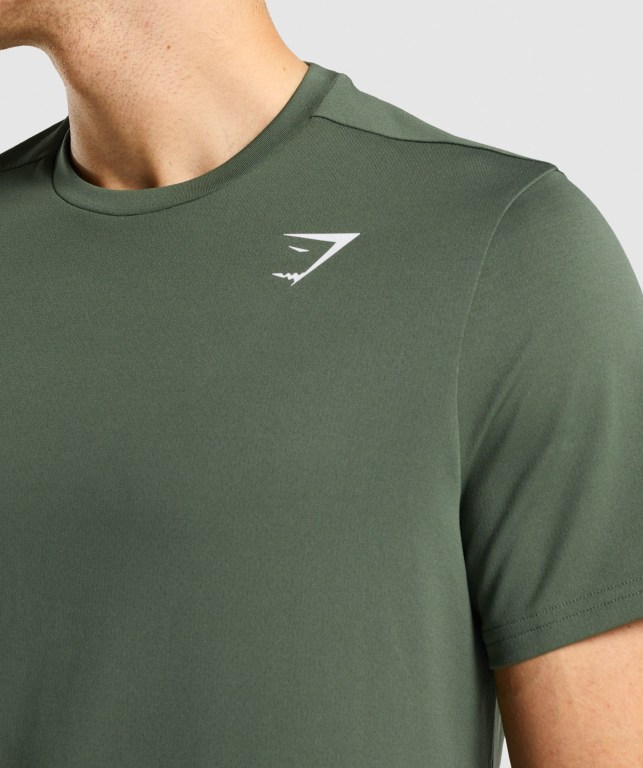 Gymshark Arrival Regular Fit Men's T Shirts Green | UAE-98XULN