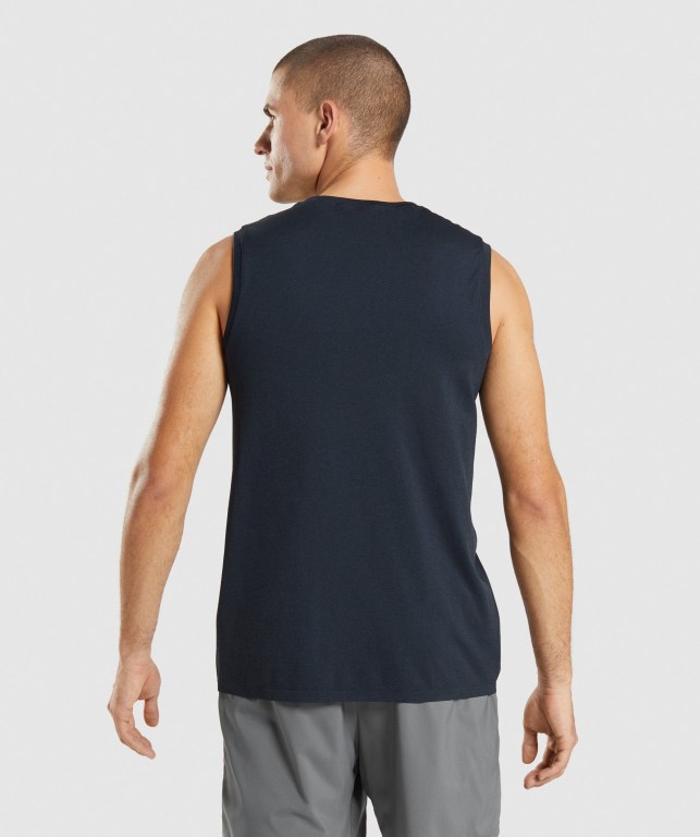 Gymshark Arrival Seamless Men's Tank Tops Navy | UAE-83XZYA