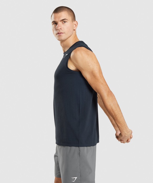 Gymshark Arrival Seamless Men's Tank Tops Navy | UAE-83XZYA