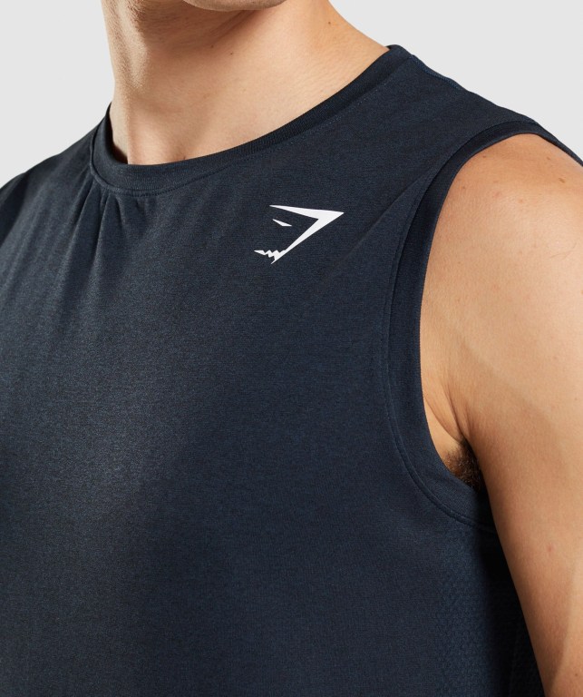 Gymshark Arrival Seamless Men's Tank Tops Navy | UAE-83XZYA