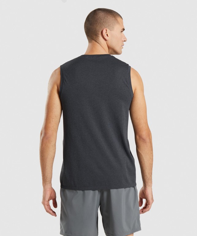 Gymshark Arrival Seamless Men's Tank Tops Black | UAE-96FWHZ