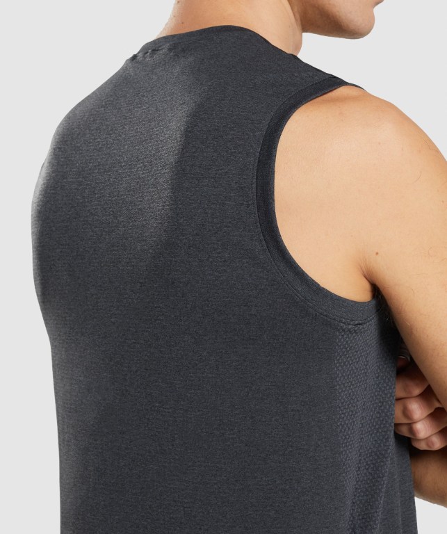 Gymshark Arrival Seamless Men's Tank Tops Black | UAE-96FWHZ