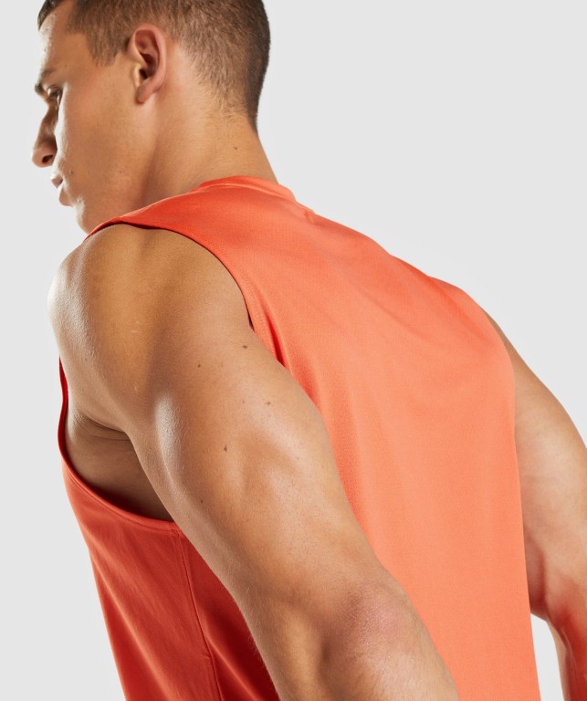 Gymshark Arrival Sleeveless Men's Tank Tops Orange | UAE-27FZGT