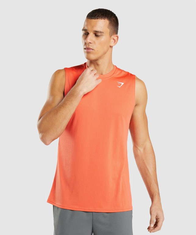 Gymshark Arrival Sleeveless Men\'s Tank Tops Orange | UAE-27FZGT