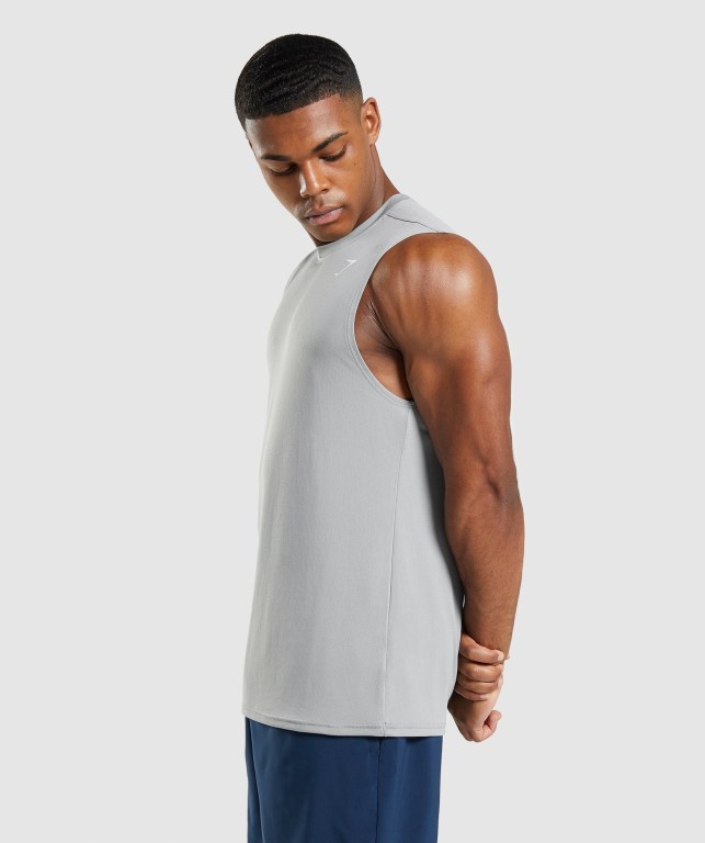 Gymshark Arrival Sleeveless Men's Tank Tops Grey | UAE-43VFOX