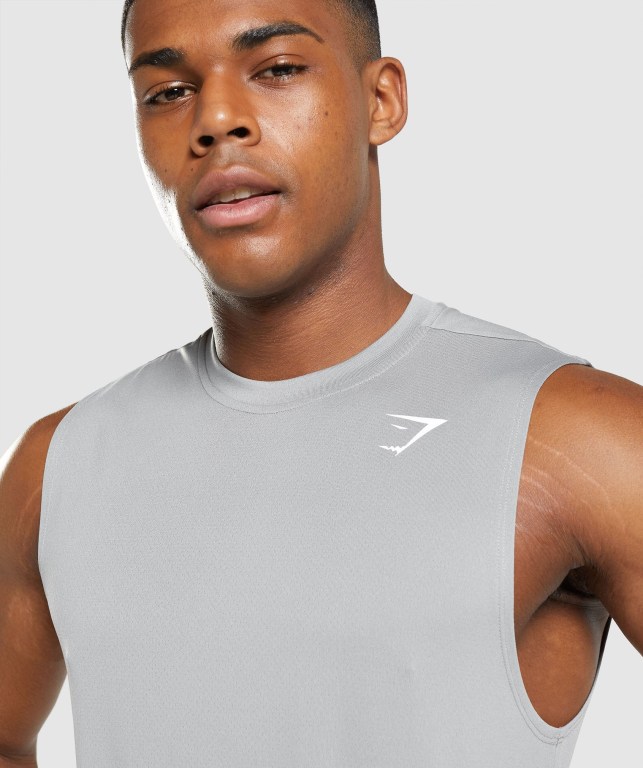 Gymshark Arrival Sleeveless Men's Tank Tops Grey | UAE-43VFOX