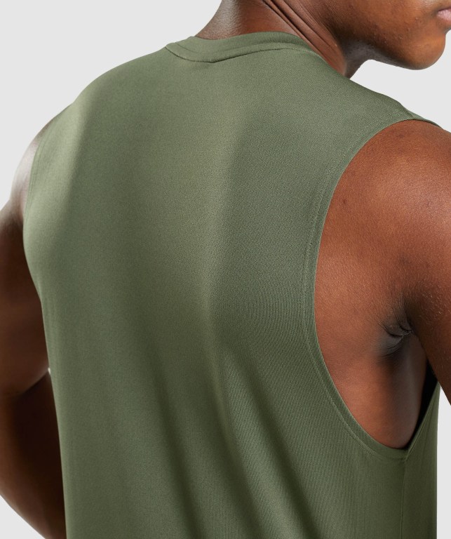 Gymshark Arrival Sleeveless Men's Tank Tops Olive | UAE-60AKXE