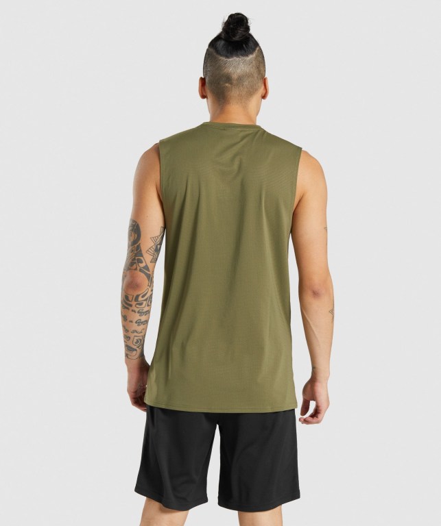 Gymshark Arrival Sleeveless Men's Tank Tops Dark Green | UAE-81ETOI