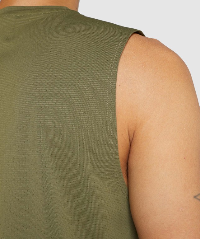 Gymshark Arrival Sleeveless Men's Tank Tops Dark Green | UAE-81ETOI