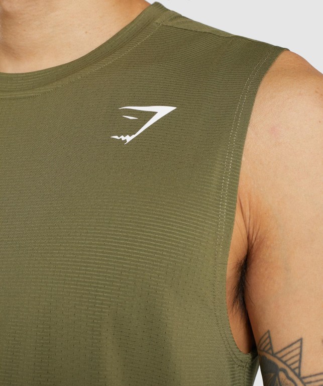 Gymshark Arrival Sleeveless Men's Tank Tops Dark Green | UAE-81ETOI