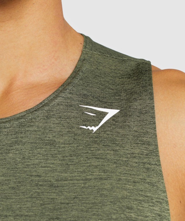 Gymshark Arrival Slim Marl Men's Tank Tops Olive / Olive | UAE-75TSZA