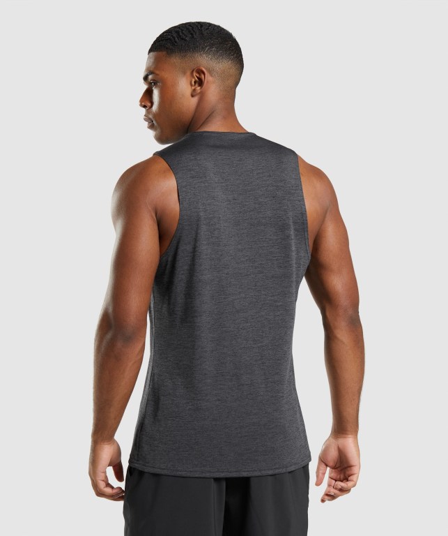 Gymshark Arrival Slim Marl Men's Tank Tops Black / Black Grey | UAE-87ODZG